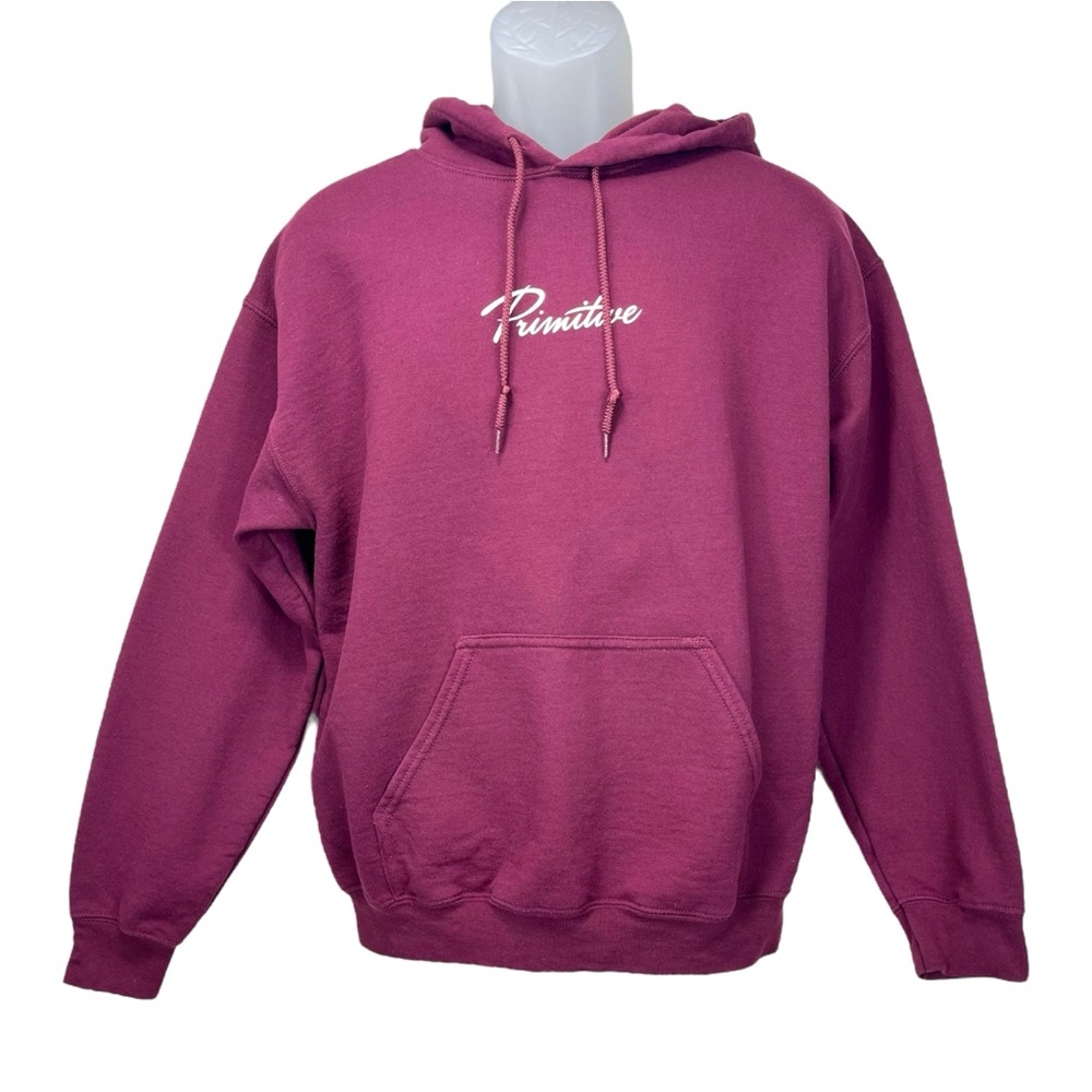 Primitive Men Medium Burgundy Logo Skateboarding Pullover Hoodie Kangaroo Pouch
